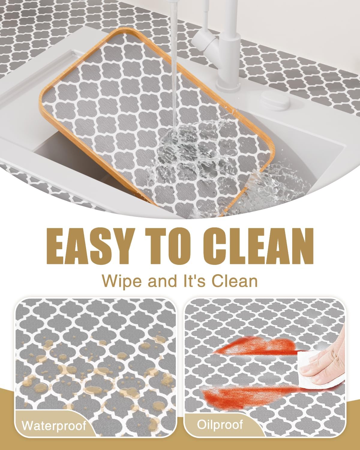 Drawer and Shelf Liner, Non-Adhesive Kitchen Cabinet Liners, Non Slip Shelf Paper Waterproof Washable Thickened for Dresser Pantry Shelve Bathroom Protector