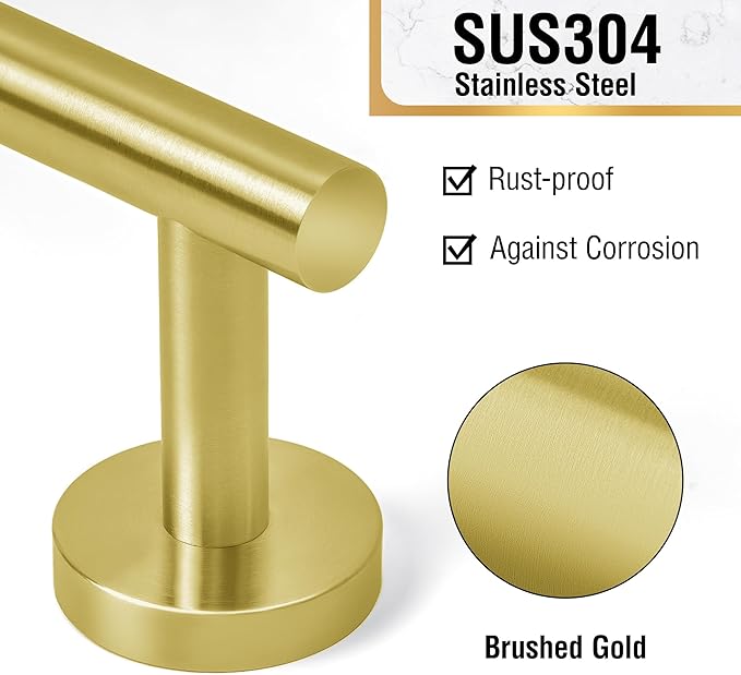 HITSLAM Gold 31.6 Inch Towel Bar for Bathroom, SUS304 Stainless Steel Bathroom Towel Rack Wall Mounted, Modern Home Decor Bath Towel Holder with Hardware Accessories