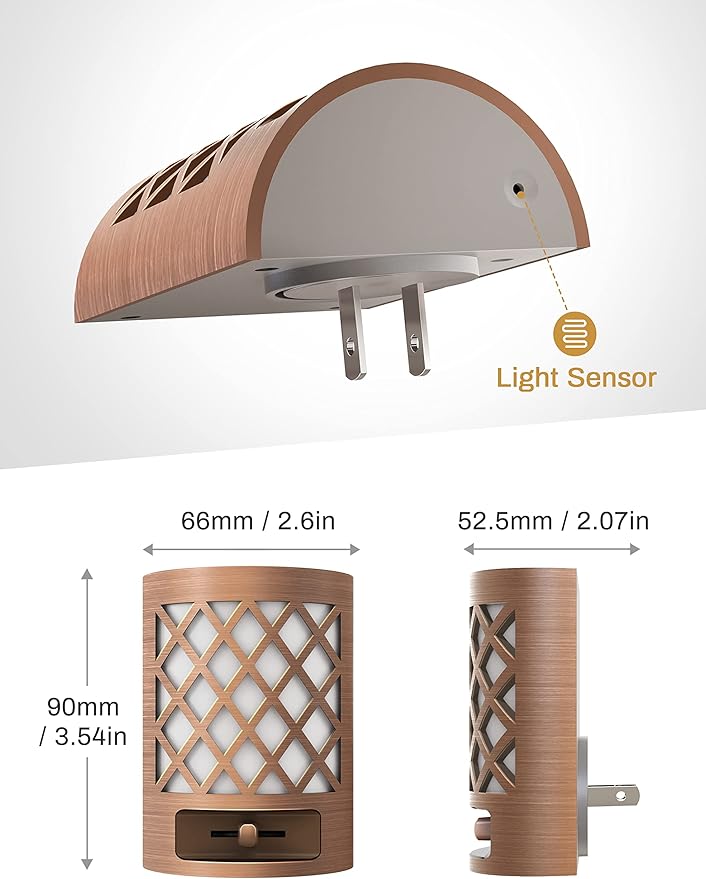 Night Light, Nights Lights Plug Into Wall [2 Pack], Plug in Night-Light, Nightlight, Dusk to Dawn Sensor, Adjustable Brightness Nightlights for Bathroom, Hallway, Stairway, Soft White
