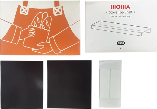 IIIOIIIA Strong Powerful Magnets Match Stove Top Shelf, with Double-Sided Adhesive for Spice Rack, Perfect for Fridge, Kitchen, Office, 13.94 x 3.54 x 0.08 Inch, 2 Pack