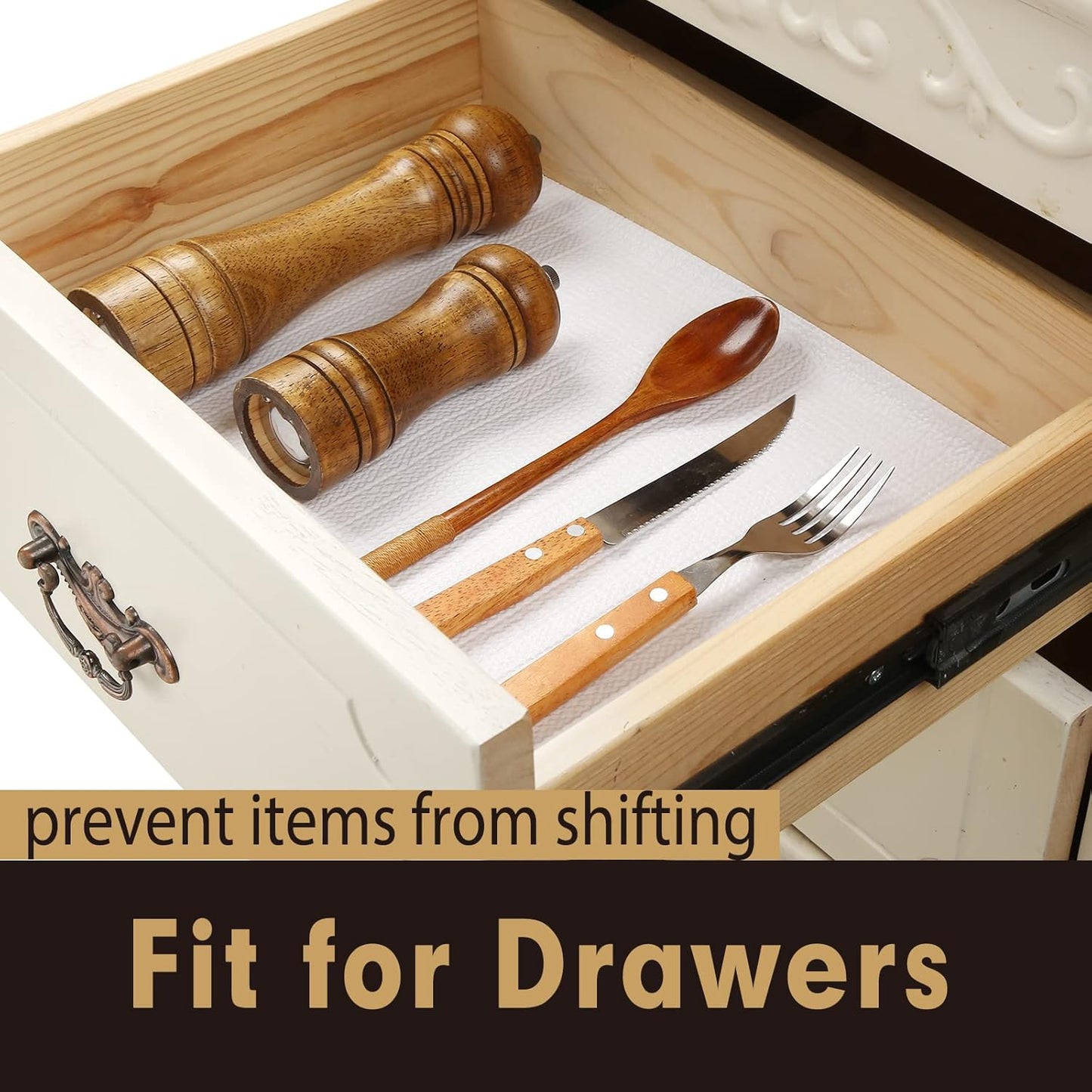 Premium Drawer and Shelf Liner for Cabinet, Non Adhesive Liner for Kitchen, Strong Grip Non Slip Shelf Liners for Kitchen Cabinets, Storage, Drawers, Shelves, Kitchenware and Tableware
