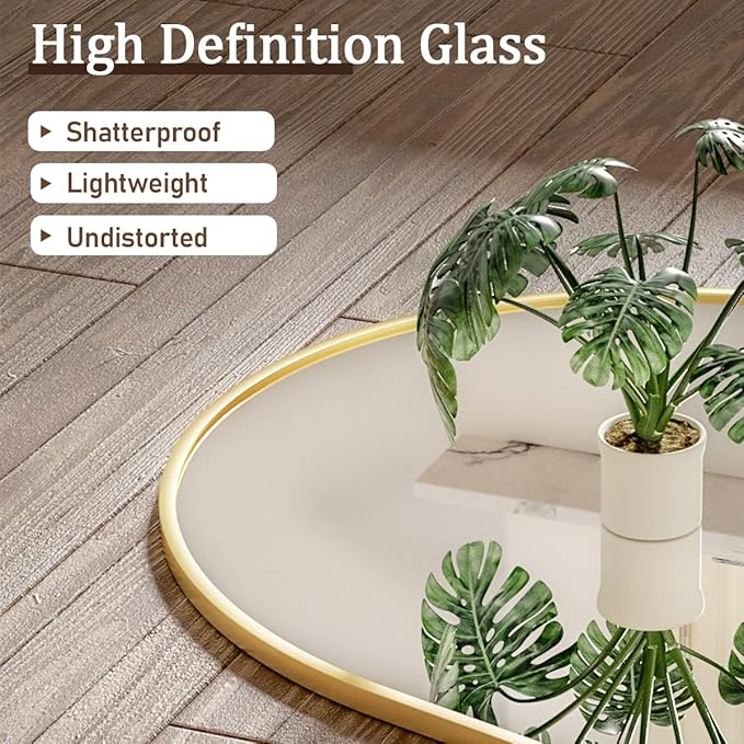 24 x 65 inch Arched Full Length Mirror, Gold Arch Floor Mirror Full Length with Stand, Full Body Standing Mirror for Living Room, Bedroom, Hanging or Leaning Against The Wall