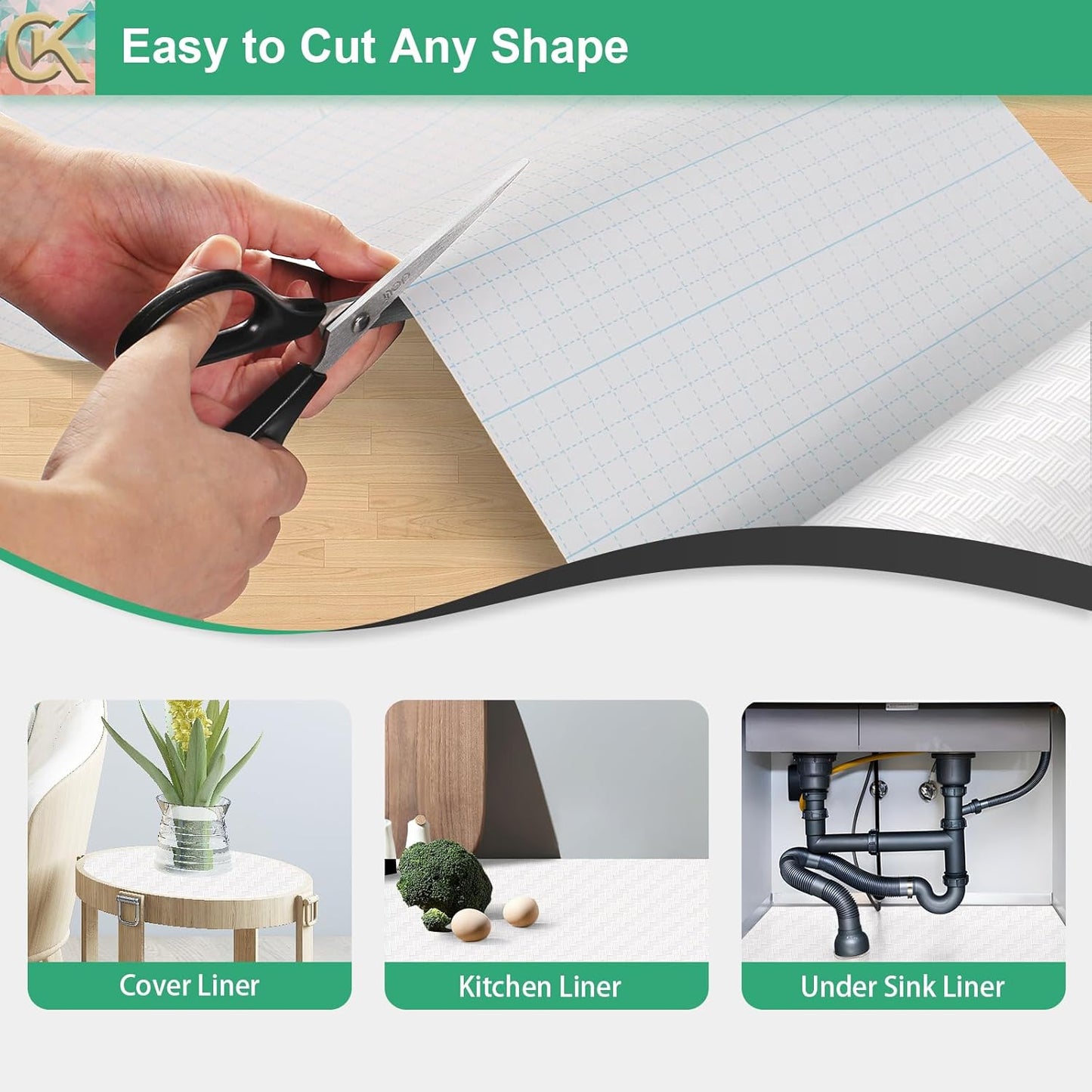 Self-Adhesive Shelf Liner Kitchen Liner, Waterproof Backed Paper Easy Peel and Stick Contact Liner Without Residue for Decor Your Desk Surface, Kitchen Countertops (White, 23.6 x 118.1 inches)