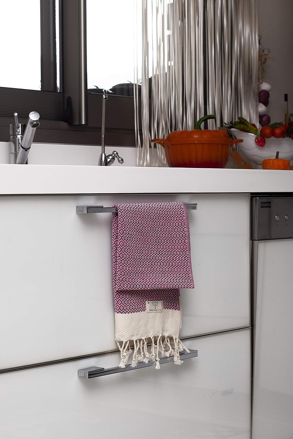 SMYRNA TURKISH COTTON Vintage Series Turkish Hand Towels, 16x40 inch, Decorative Turkish Hand Towels for Bathroom, Kitchen, Face, Hair, Tea, Yoga, Gym, Dishcloth Set of 2, Fuchsia