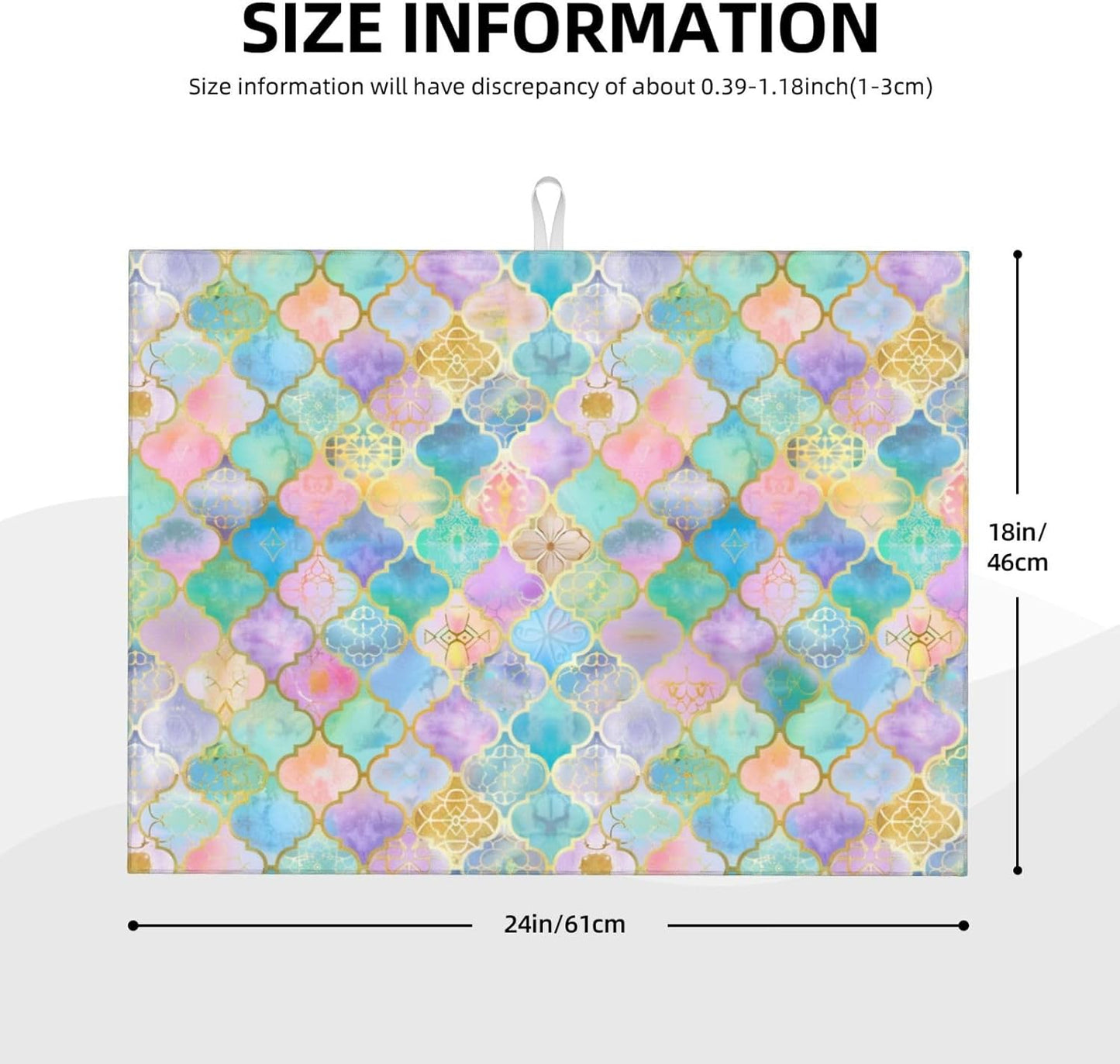 Absorbent Dish Drying Mat For Kitchen Counter, Rainbow Morocco Microfiber Dish Drying Pad 18x24 Inch, Kitchen Gadgets For Easy Clean Multi-Use