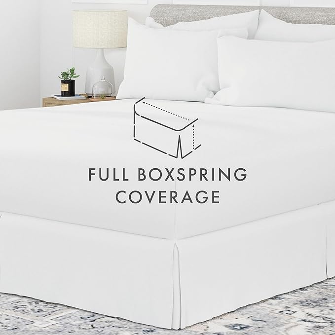 Linen Market Bed Skirt - Ultra Soft Microfiber - Easy Fit with 14 Inch Tailored Drop - Hotel Quality, Shrinkage & Fade Resistant - Bed Cover - Cal King Bed Skirt - Bedroom Décor - (Cal King, White)