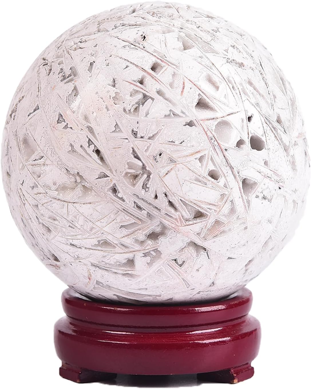 JIC Gem Extra Mexican White Agate Crystal Sphere Decorative Crystal Ball White Gemstone Sphere for Meditation Office Table Decorations 100-110mm