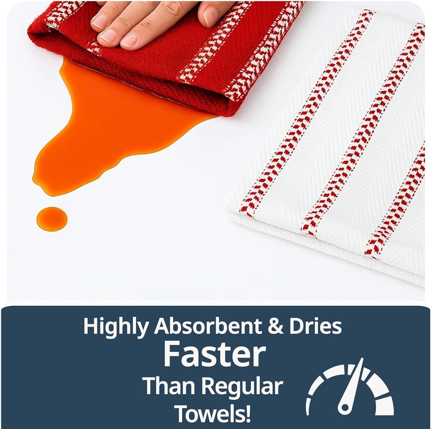 LANE LINEN Kitchen Towel Sets - Pack of 6 Cotton Dish Towels for Drying Dishes, 18”x 28”, Hand Towels, Absorbent Tea Towels, Quick Drying Kitchen Towels Set - Christmas Red