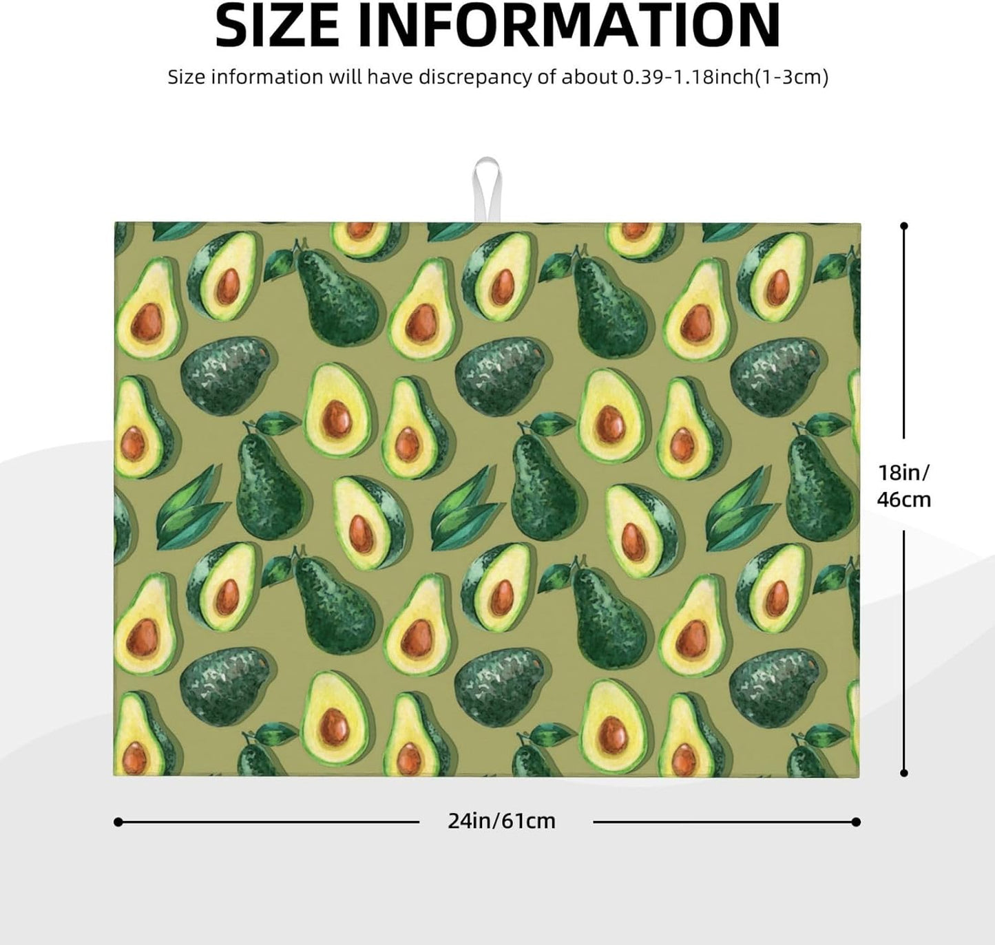 Green Avocado Dish Drying Mat 18x24 For Kitchen Counter Absorbent Microfiber Dishes Pad Dish Drainer Rack Mats Fast Dry Kitchen Accessories