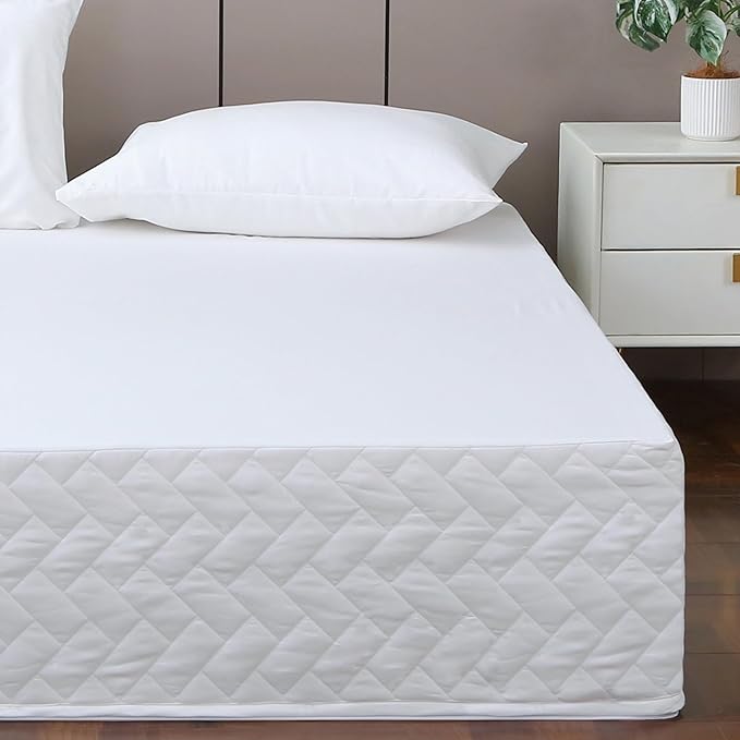 King Bed Skirt-Box Spring Cover with 14 Inch Tailored Drop,Wrinkle and Fade Resistant Hotel Wrap Around Bed Skirts,Bed Frame Cover (Checkered White, King)