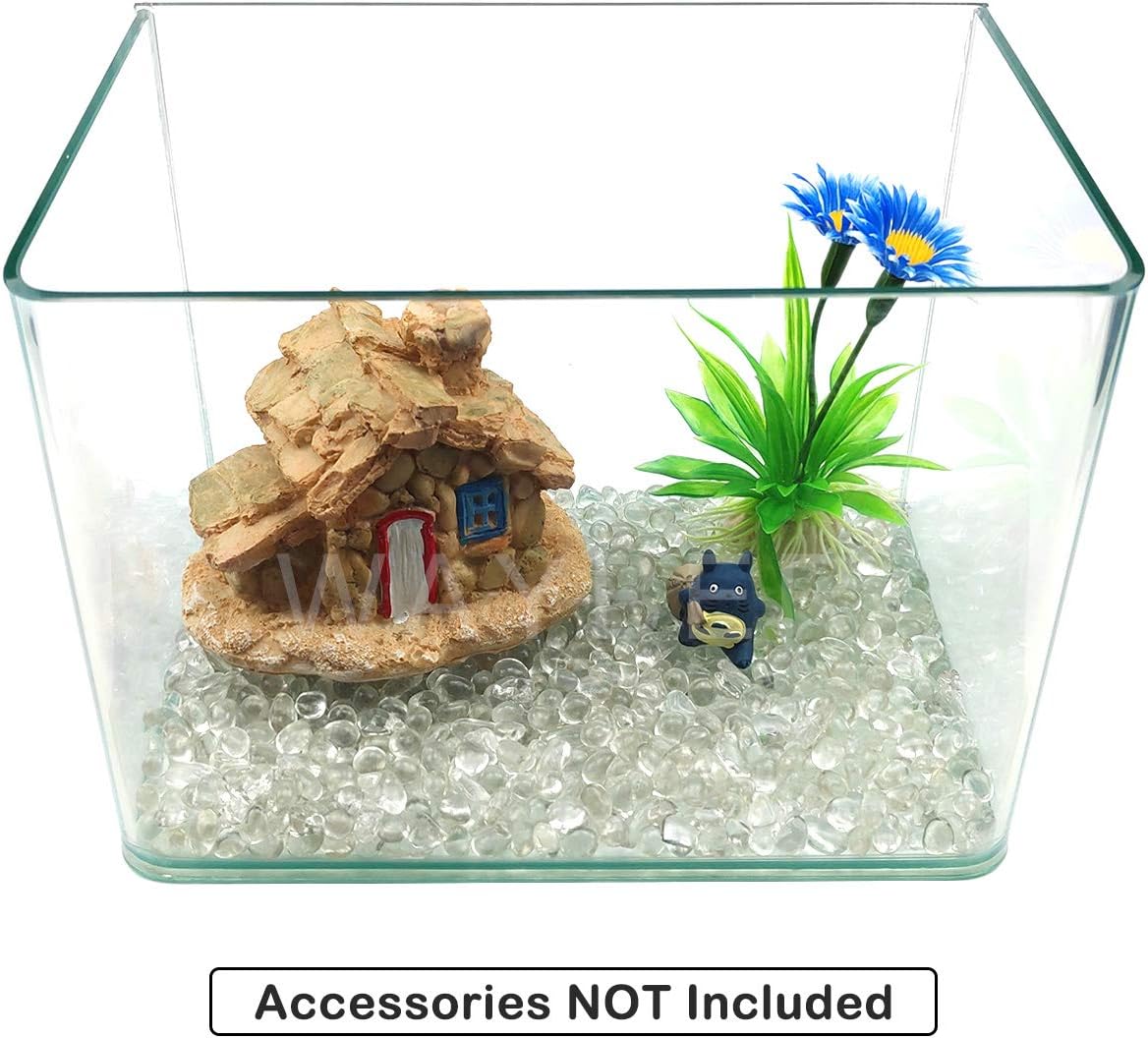 WAYBER Glass Stones, 1Lb/460g Irregular Sea Glass Dercorative Rocks Non-Toxic Artificial Crystal Pebbles for Aquarium Decoration/Vase Filler/Table Scatter/Handcraft/Jewelry Making/Gems Display, Clear