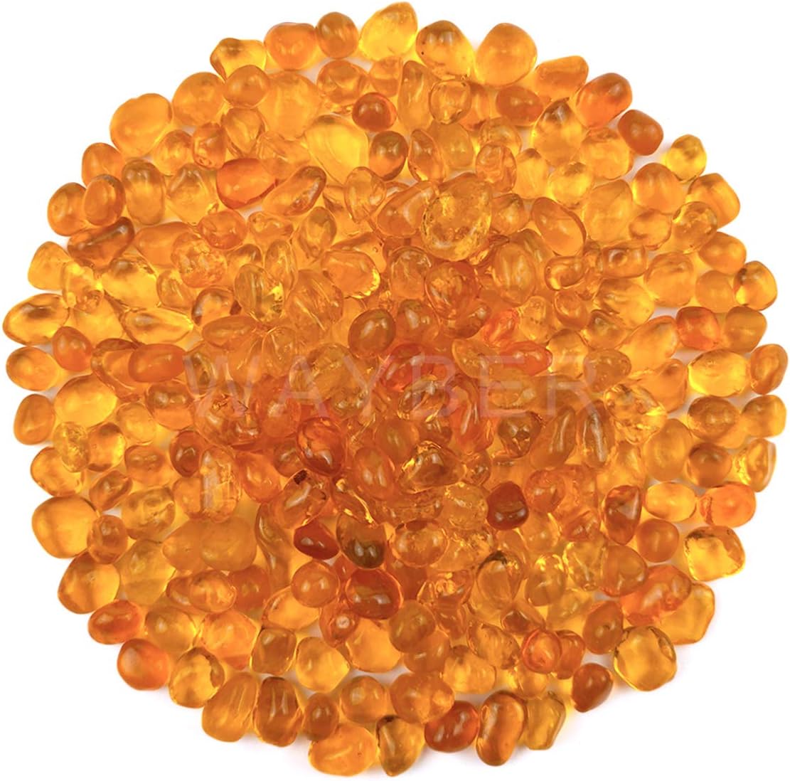 WAYBER Glass Stones, 1Lb/460g Irregular Sea Glass Pebbles Non-Toxic Artificial Crystal Stones for Vase Filler/Aquarium Decoration/Gems Displaying/Wishing Bottle Making, Orange