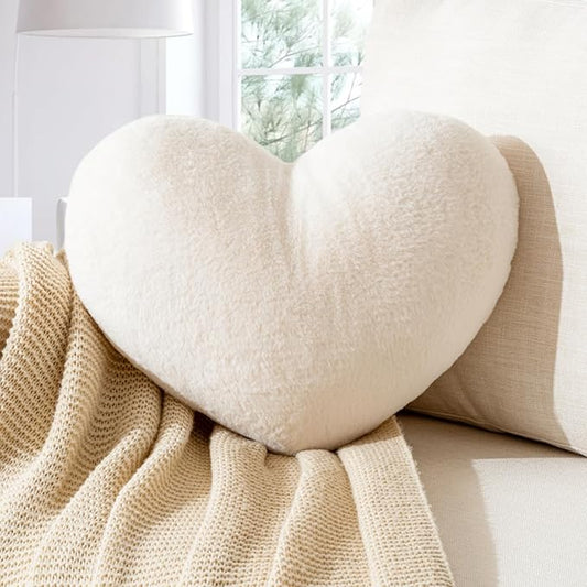 Heart Pillow Heart Shaped Throw Pillows Super Soft Faux Rabbit Fur Heart Throw Pillow Valentines Day Decorations Pillow,Wedding Decor, Women Girls Home Decoration