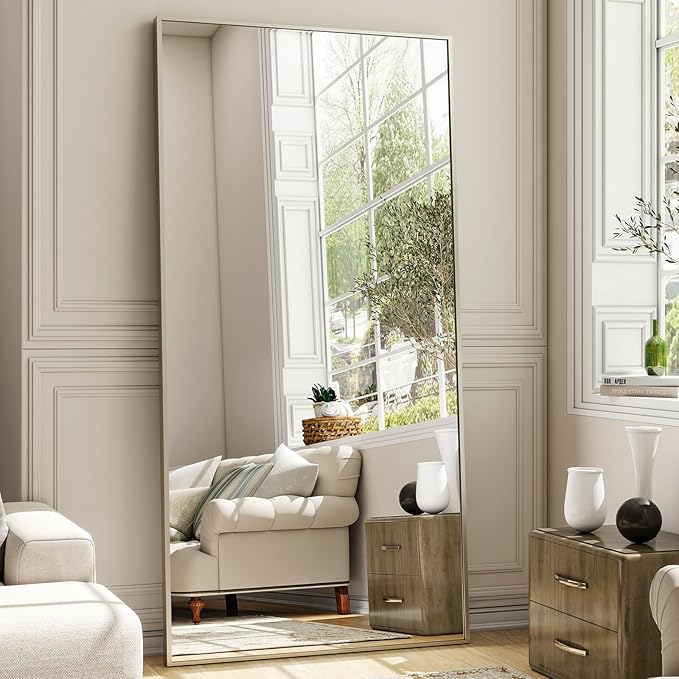 26"x71" Full Length Mirror, Adjustable Standing/Wall Mounted Floor Mirror for Bedroom, Living Room, Entryway, Large Silver Leaning Mirror with Shatterproof Glass