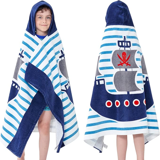 Kids Bath Towels, Kids Towel Girls Boys Hooded Beach,Bathroom,Pool Swim Towels 30 × 50 INCH Large Size Ultra Absorbent Cute Cartoon Animal Full Vitality 100% Cotton Wearable Wrap for Child