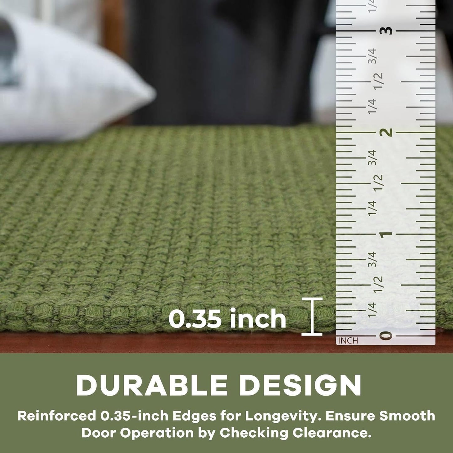 KOZYFLY Washable Area Rug 5x7 ft Rubber Backed Non Slip Rugs for Living Room Braided Cotton Bedroom Rug Woven Office Rugs Indoor Floor Carpets for Dining Bedroom Living Room, Olive Green/Earthy Green