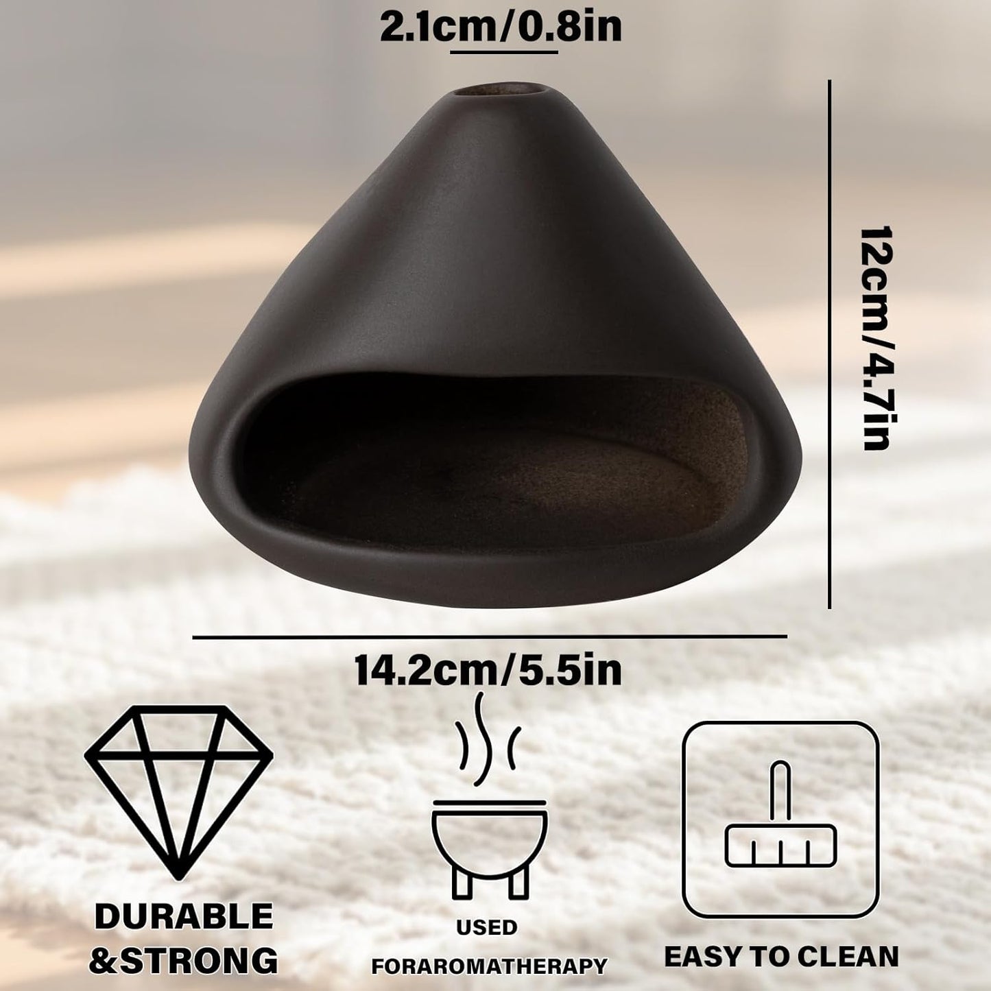 Palo Santo Holder Incense Burner-Zongzi Clay Smudge Bowl with Chimney, Mini Ceramic Fireplace for sage、Cone Burning, Aromatic Home Decor, Ceramic ash Tray, Anxiety Relief Meditation for Women