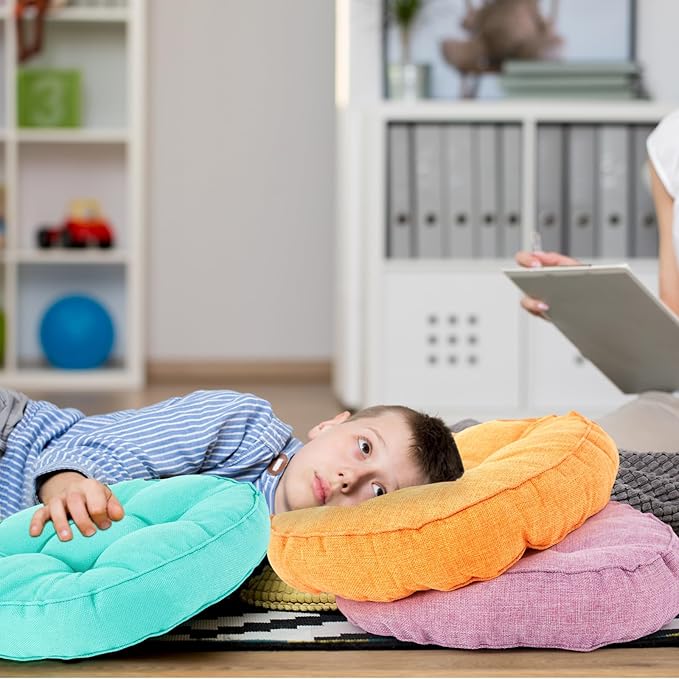 Juexica 8 Pcs Floor Cushions for Kids Floor Pillows Flexible Seating Cushions 3.5'' Thick Flexible Seating Classroom Furniture Meditation Seat Pillows for Home Nursery Yoga Decor(Multicolor,Round)