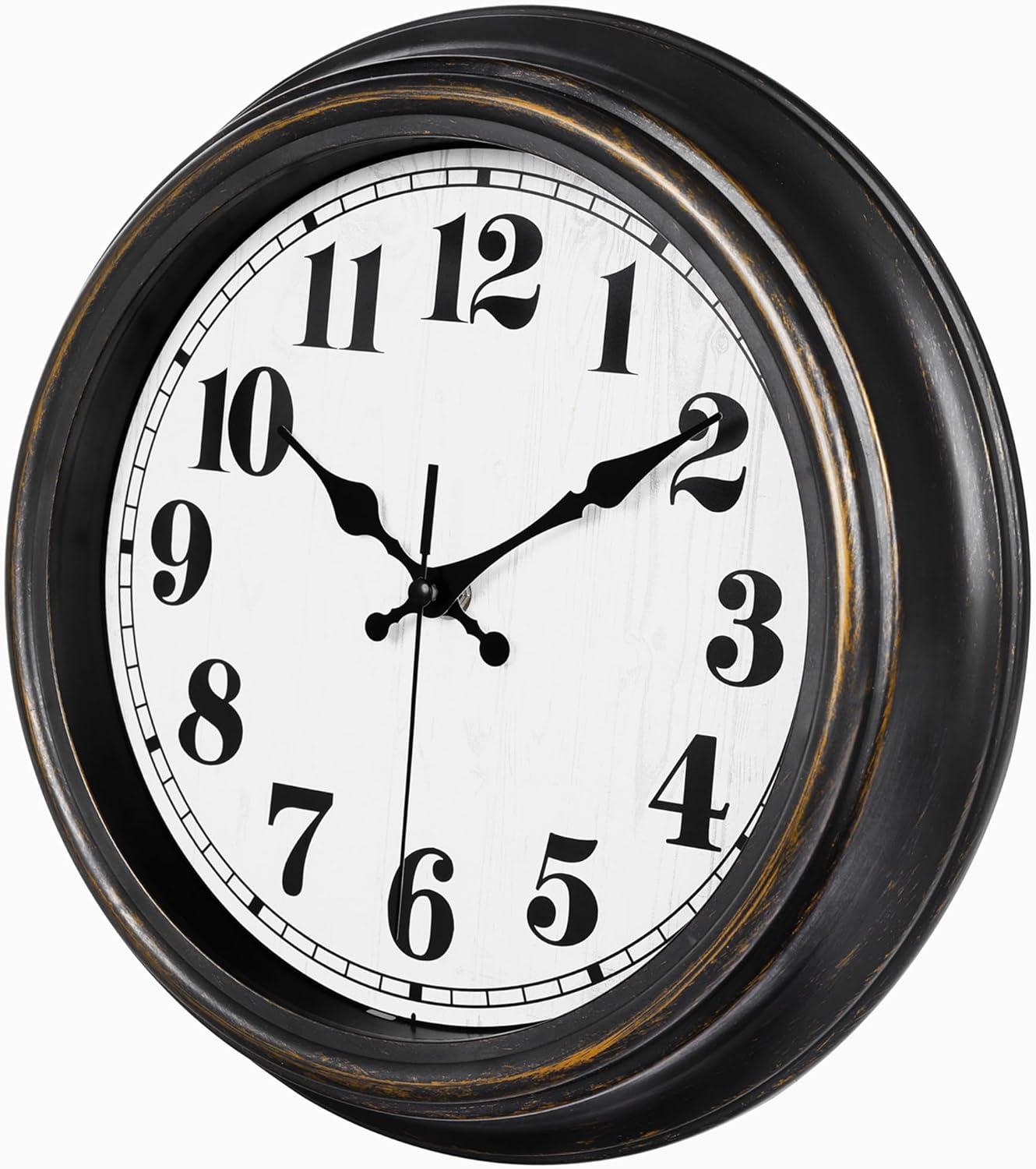 45MinST 12 Inches Retro Wall Clock, Silent Non Ticking Battery Operated Movement, Decor for Home/Wall Decor, Easy to Read, Decorate for Bedroom Living Room Office(Balck Gold)