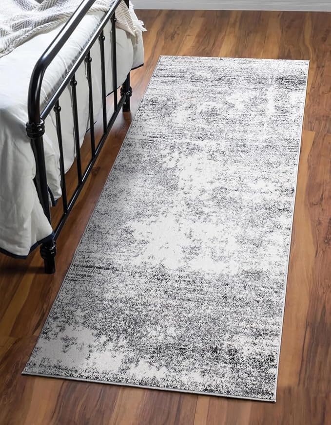 Keen Home Design Area Runner Rugs - 2x12 Non-Shedding, Abstract Runner for Kitchen, Living Room, Bedroom, Dining Room, Entryway - Size: 2'8" x 11'11", Abstract Cream/Grey