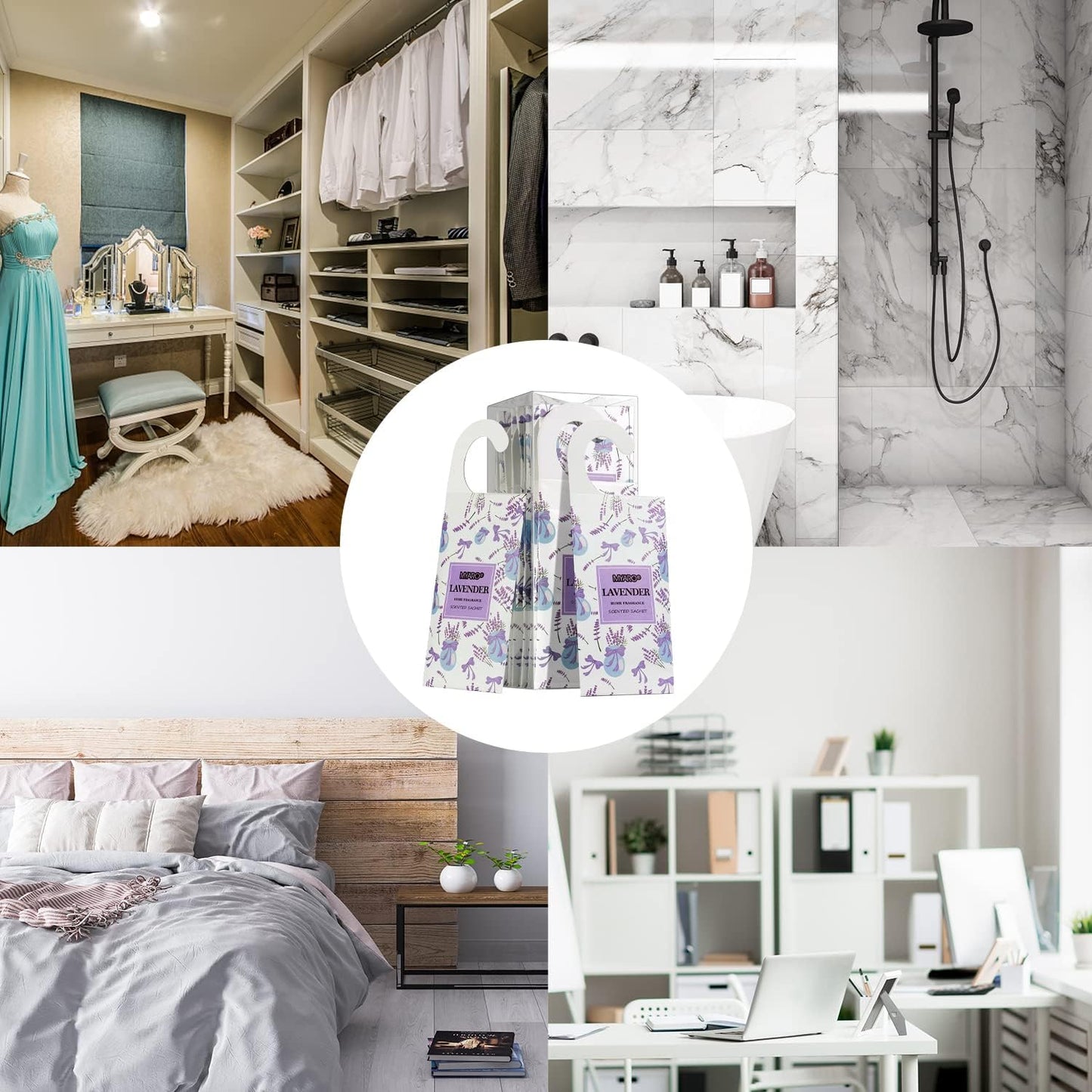 MYARO 12 Packs Lavender Large Scented Sachets for Drawer and Closet, Long-Lasting Hanging Sachet Bags Closet Deodorizer Scented Air Fresheners for Home for Lover