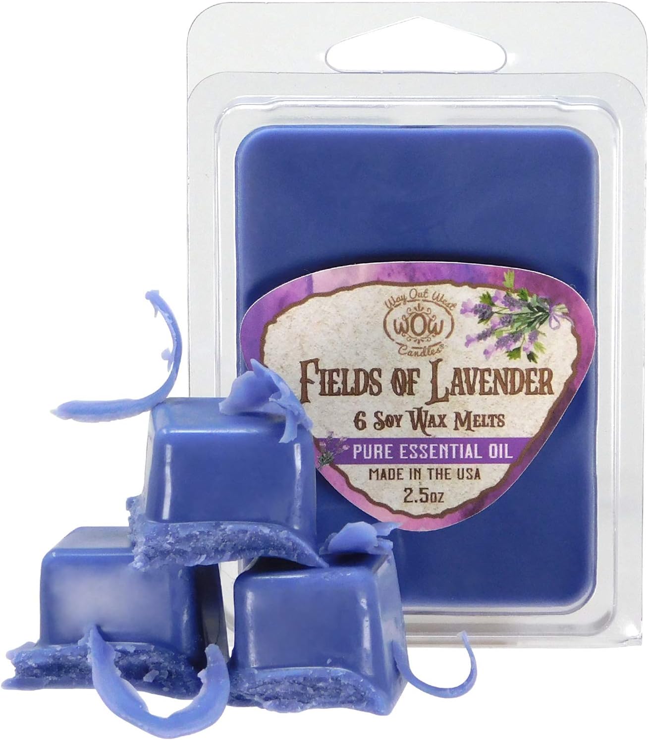 Scented Wax Melts for Wax Warmers - Highly Fragrant Air Freshener - 4 Pack Assorted Set of 6 Melt Cubes - Made in USA by Way Out West Candles (4, Fields of Lavender & Eucalyptus Mint)