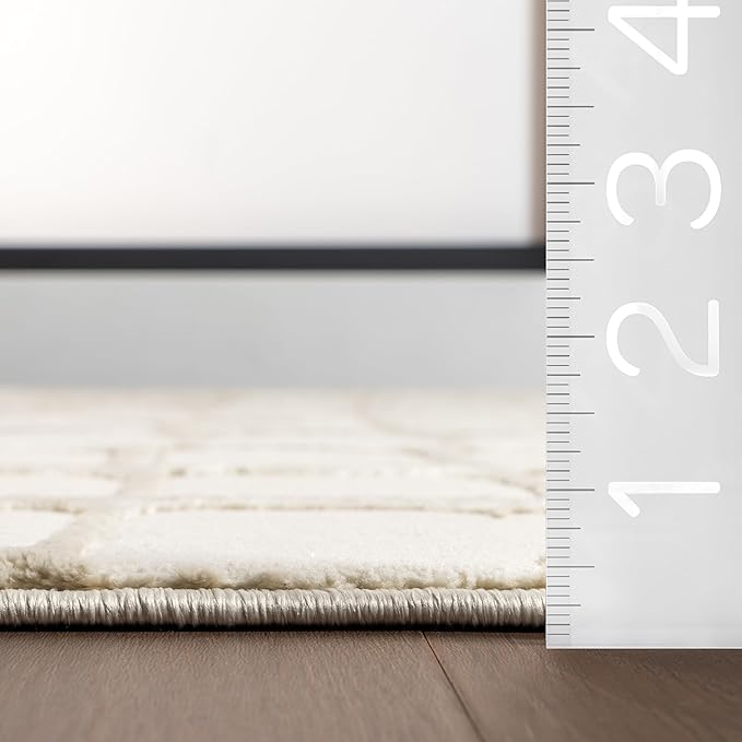 Nuloom Eunice Checkered 6' x 9' Machine Washable Area Rug for Living Room Bedroom Dining Room, Beige