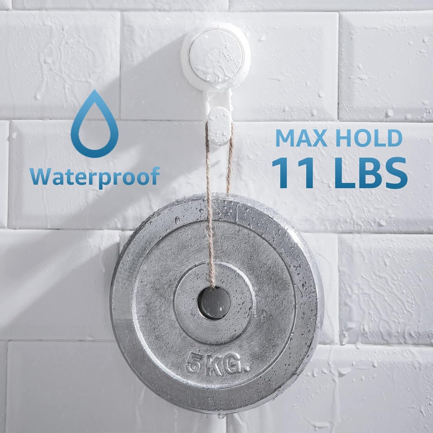 LEVERLOC Heavy Duty Suction Cup Shower Hooks 4 Pack, Damage-Free Shower Hangers for Inside Bathroom Wall, Powerful Vacuum Suction Towel Hooks, Loofah Holders, Easy to Install and Remove, White