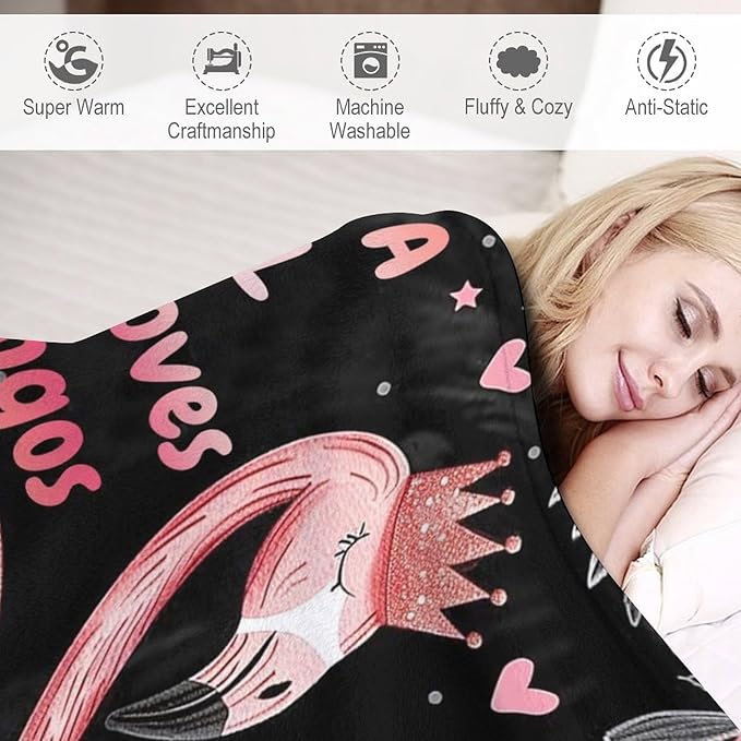 Throw Blanket for Teens Boys Girls and Adults Soft Warm Cozy Funny Midweight Food Flannel Blankets for Couch Sofa Bed Camping Travel Home Decor 50" X 60" (Flamingo, 50x60 inch)