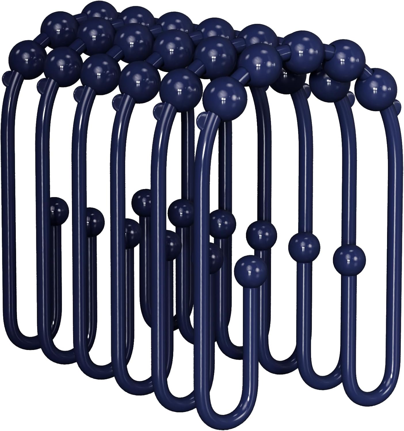 AmazerBath Shower Curtain Hooks, Navy Blue Shower Curtain Rings Rust Proof Non-Slip Double Hook Shower Curtain Hooks for Shower Curtain, Sturdy Shower Curtain Rings, Metal Shower Hooks Ring 12Pcs