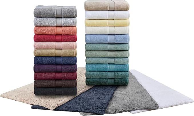 Madison Park 800GSM 100% Cotton Luxurious Bath Towel Set Highly Absorbent, Quick Dry, Hotel & Spa Quality for Bathroom, Multi-Sizes, Red 8 Piece