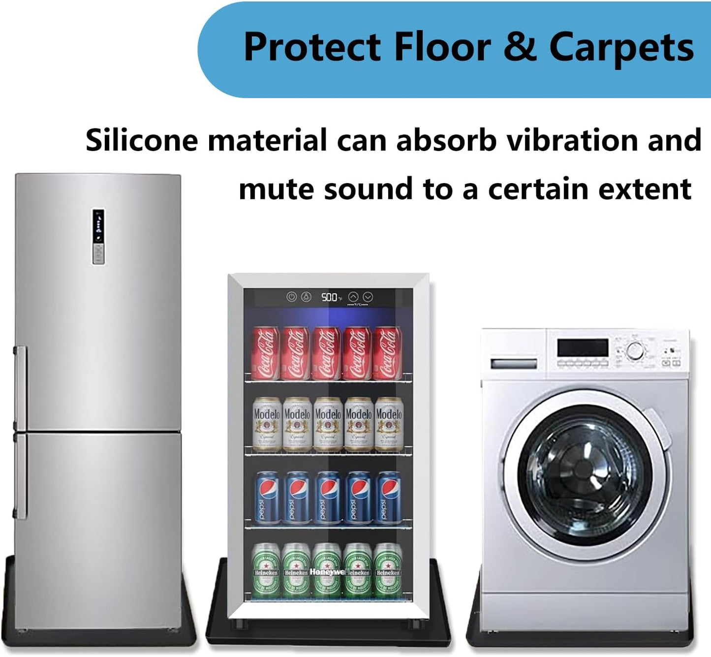 Mini Fridge Mat, 24x24 Inch Silicone Protective Drip Tray with Raised Edge - Leak Proof Floor Guard for Water Dispenser, Washer, Dryer, Pet Bowls - Easy Clean & Foldable