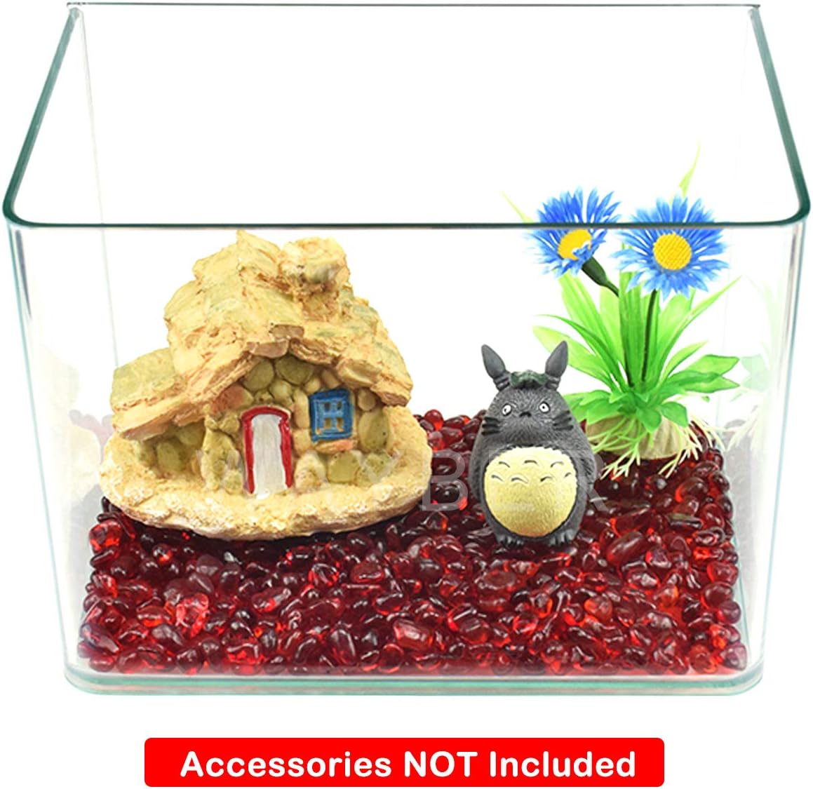 WAYBER Glass Stones, 1Lb/460g Irregular Sea Glass Pebbles Non-Toxic Artificial Crystal Stones for Vase Filler/Table Scatter/Aquarium Decoration/Handcraft Making/Jewelry Display, Red