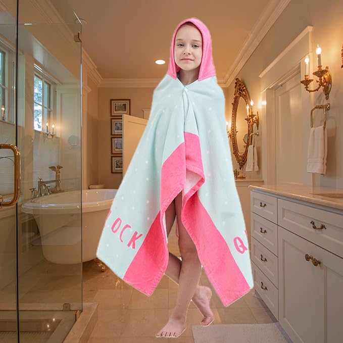Kids Bath Towels, Kids Towel Girls Boys Hooded Beach,Bathroom,Pool Swim Towels 30 × 50 INCH Large Size Ultra Absorbent Cute Cartoon Animal Full Vitality 100% Cotton Wearable Wrap for Child