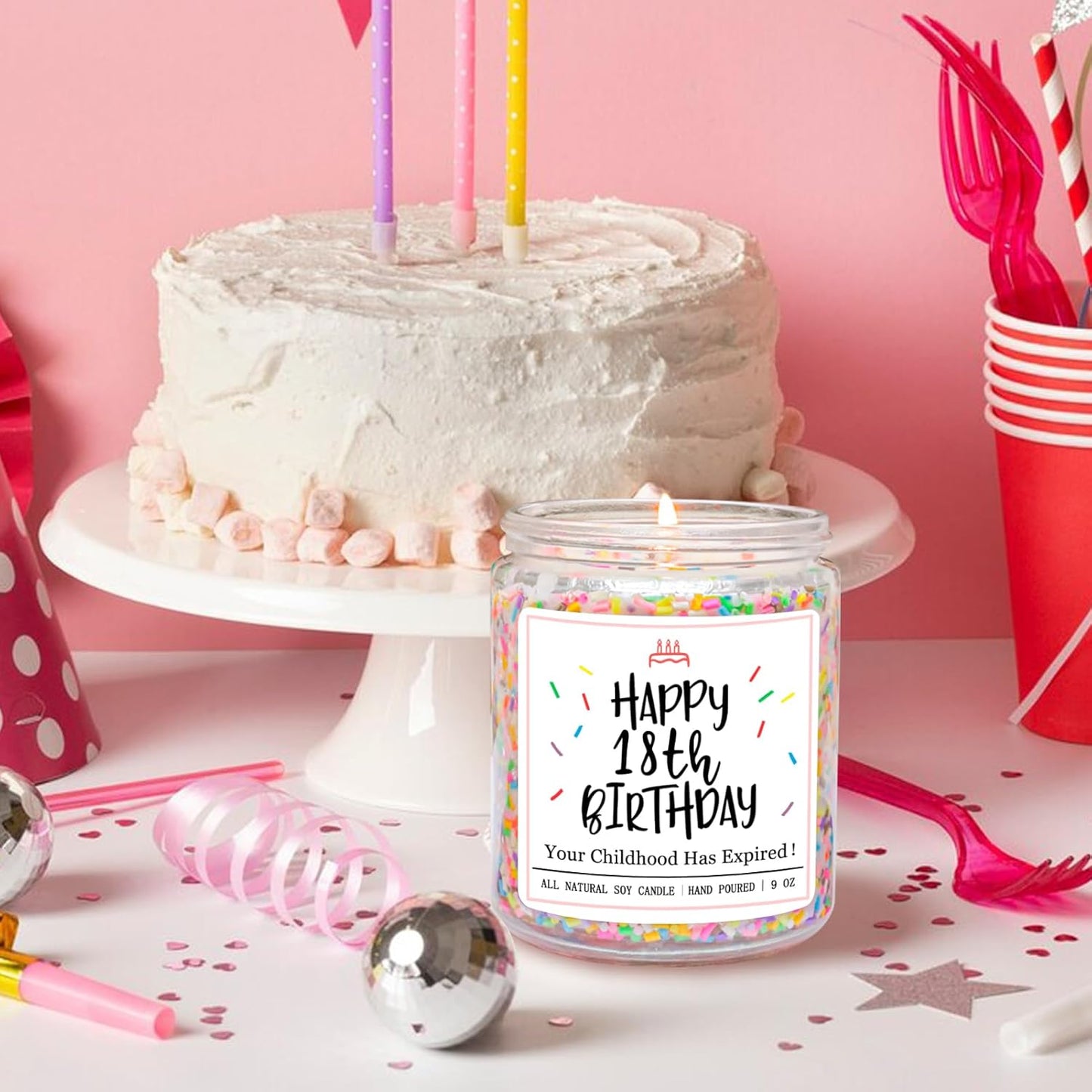 Homsolver 18th Birthday Gifts for Girls, Vanilla Scent Ideas 18th Birthday Candles for Women Sister, Daughter, Best Friends, Handmade Aromatherapy with 50+ Hour Burn Time, Funny Birthday Decorations