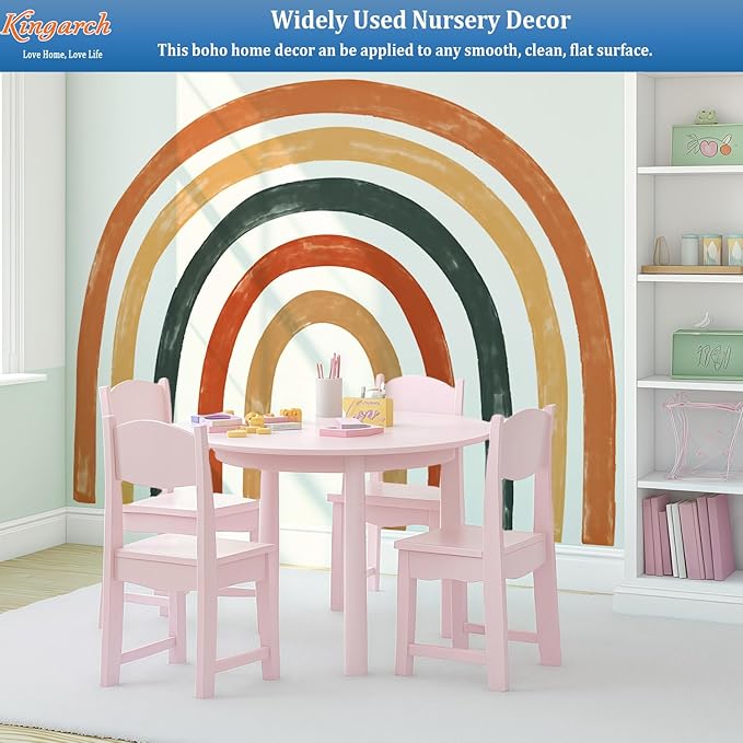 Large Boho Rainbow Wall Decals, Colorful Peel and Stick Fabric Nursery Wall Decor, Removable Home Room Wall Decor Murals Stickers for Kids Girls Toddler Bedroom Living Room Playroom