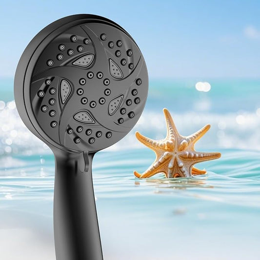 Hand Held Shower Head, High Pressure 6 Spray Mode Handheld Showerhead, Matte Black Shower Head with 59 Inch Stainless Steel Hose and Adjustable Bracket