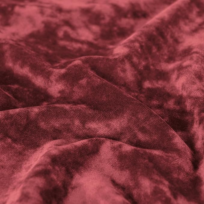 PHF Truly Velvet Fitted Sheet Only Queen Size, Christmas Luxury Super Soft Cozy Fuzzy Fleece Bottom Sheet with Deep Pocket Up to 16", Suitable for Fall Winter Spring, No Pillowcases,Wine Red