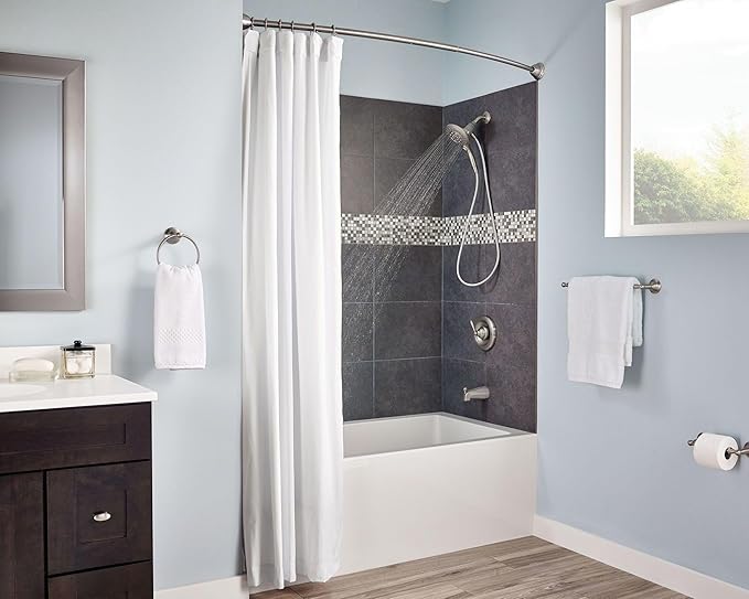 Moen Brushed Nickel Shower Curtain Rings with Double Hooks for Bathroom Shower Rod, (Pack of 12), SR2201BN