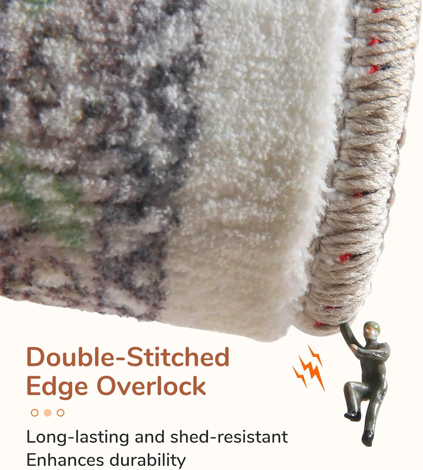 OPPODREAM Soft Area Rugs 3x5, Washable Rugs with Non Slip Backing, Low-Pile Throw 3x5 Carpet, Faux Cashmere 3 x 5 Carpet, Purple & Green & Cream