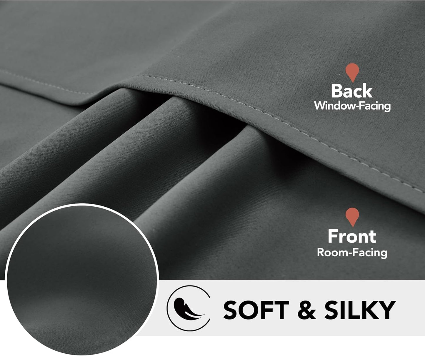 Deconovo Blackout Curtains for Bedroom – Set of 2 38W x 54L Inch Thermal Insulated & Noise Reducing Panels–Home Window Room Darkening Sustainable Grommet Drapes for Living Room and Nursery, Dark Grey