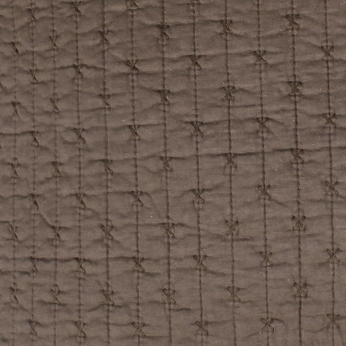 Levtex Home Cross Stitch Reversible Twin Bedspread Set (84x104in) with 1 Pillow Sham (26x20in) - Stitch Texture - Cocoa - Cotton Twin Size Bedspread Set - Lightweight, Soft, Pre-Washed