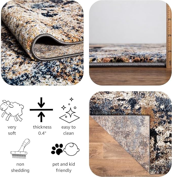 Keen Home Design Area Rugs - 9x12 Non-Shedding, Abstract Rugs for Kitchen, Living Room, Bedroom, Dining Room, Entryway - Size: 9'2" x 11'11", Multi