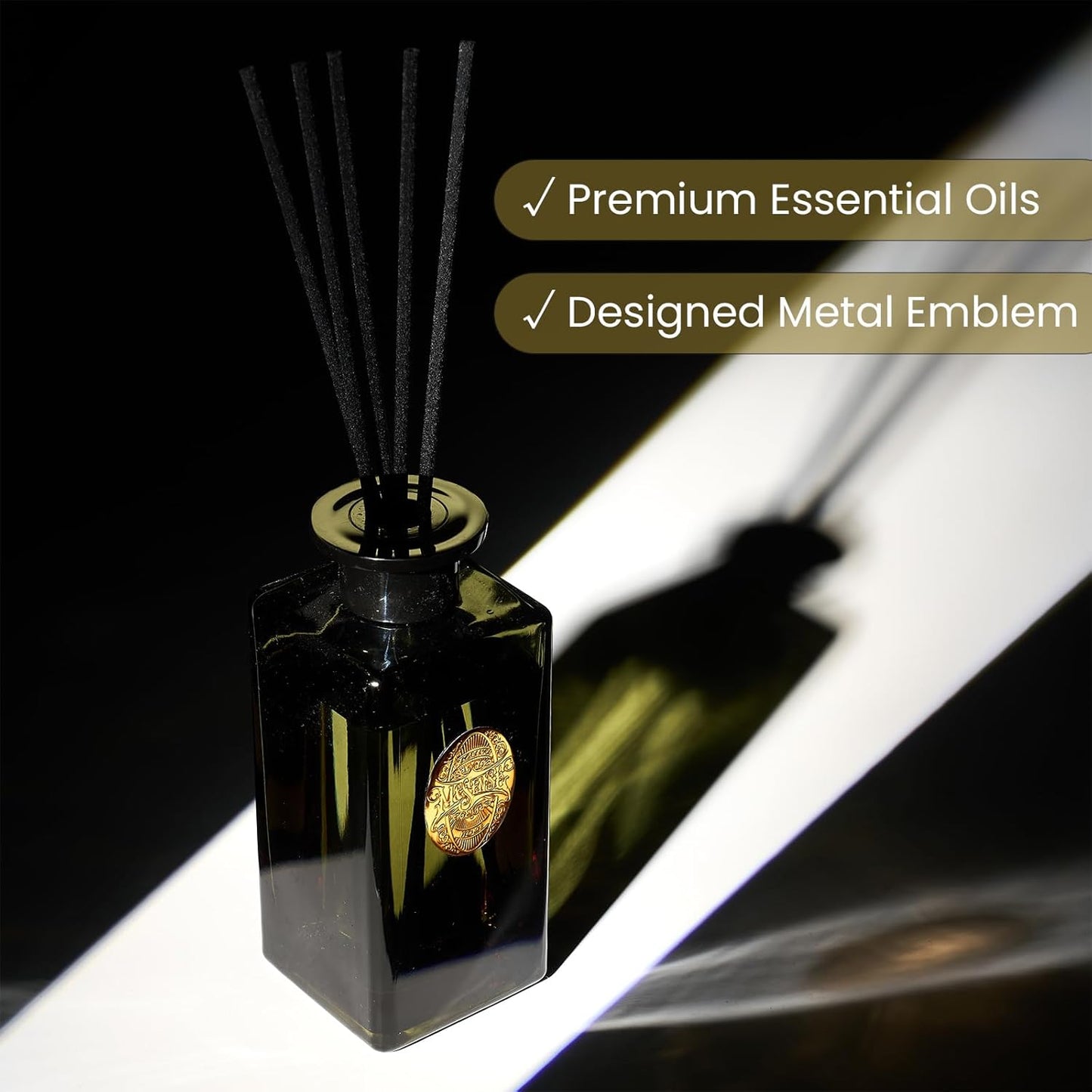 M&SENSE 10.14 oz Large Reed Diffuser Set | Lime Basil Scent Oil Diffuser with Sticks |Hotel Collection Non-Toxic Essential Oil |for Bedroom Bathroom Living Room