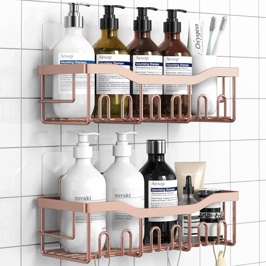 Shower Caddy 2 Pack,Adhesive Shower Organizer for Home Decor&Kitchen Organizers,No Drilling,Rustproof Stainless Steel Bathroom Shelf Organizer