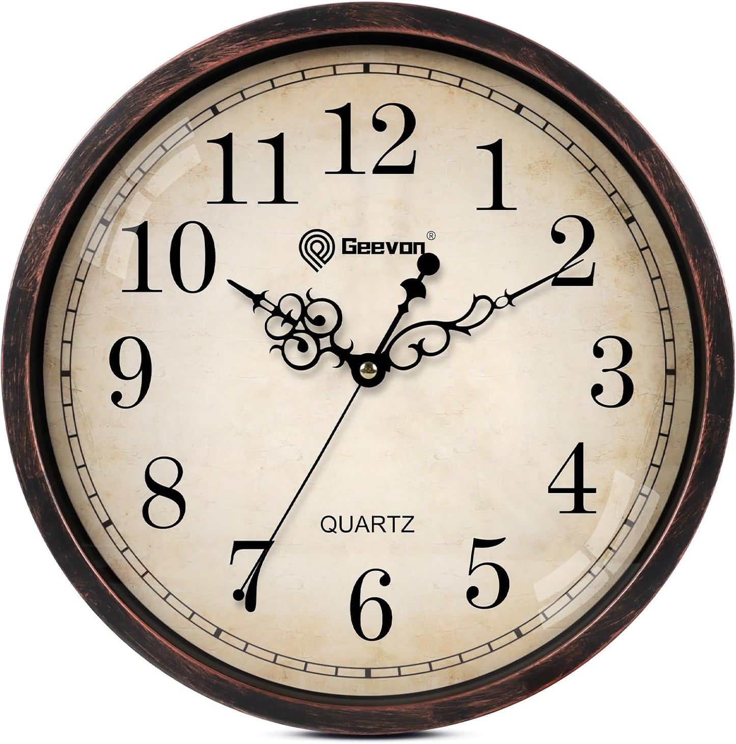 Geevon Vintage 14" Silent Wall Clock Non Ticking Analog Wall Clock Quartz Decorative Battery Operated Clock for Bedroom/Living Room/Kitchen/Office Decor