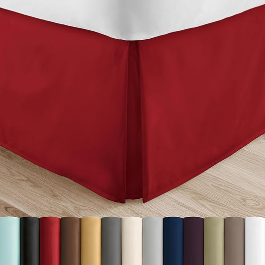 Linen Market Bed Skirt - Ultra Soft Microfiber - Easy Fit with 14 Inch Tailored Drop - Hotel Quality, Shrinkage & Fade Resistant - Bed Cover - Queen Bed Set - Bedroom Décor - (Queen, Burgundy)