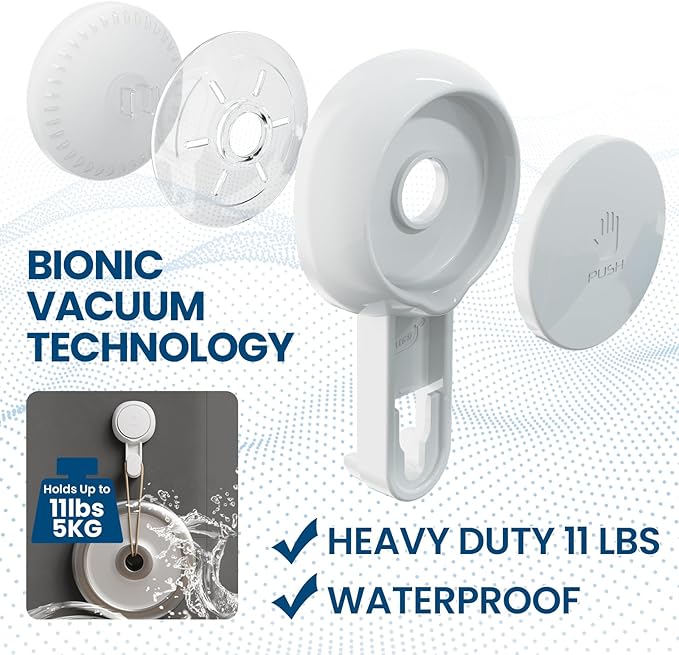 TAILI Suction Towel Hook for Bathroom, Damage-Free Hanging Hooks for Inside Shower Wall, Powerful Vacuum Suction Cup Shower Holder for Towel, Loofah, Cloth, Easy to Install and Remove, White, 4 Pack