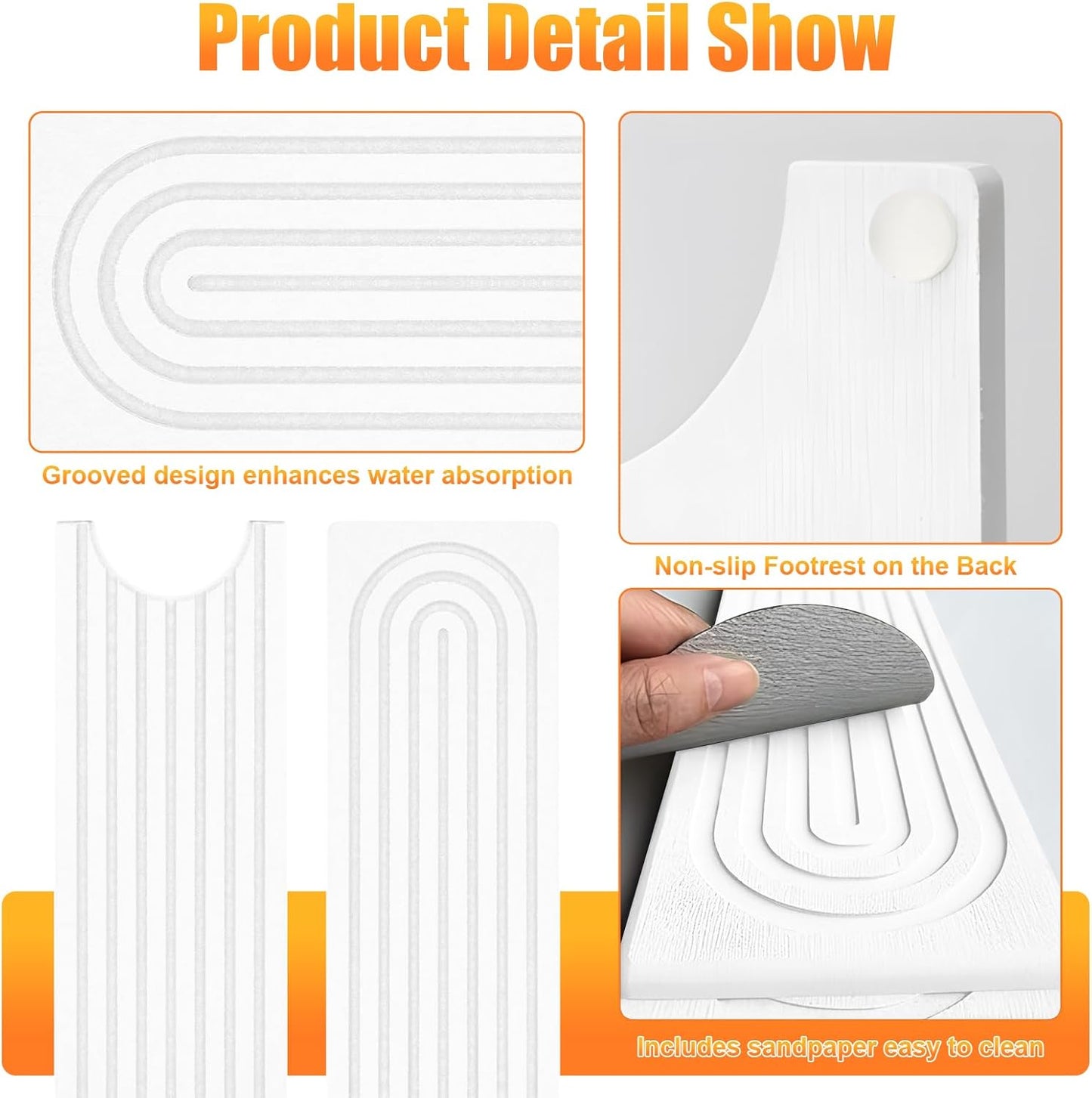 Kitchen Sink Faucet Mat, Super Absorbent Diatomaceous Earth Kitchen Sink Mat Prevents Water Pooling in Sinks, Sink Splash Guard for Kitchen Bathroom Keeps Counrtops Dry (White)