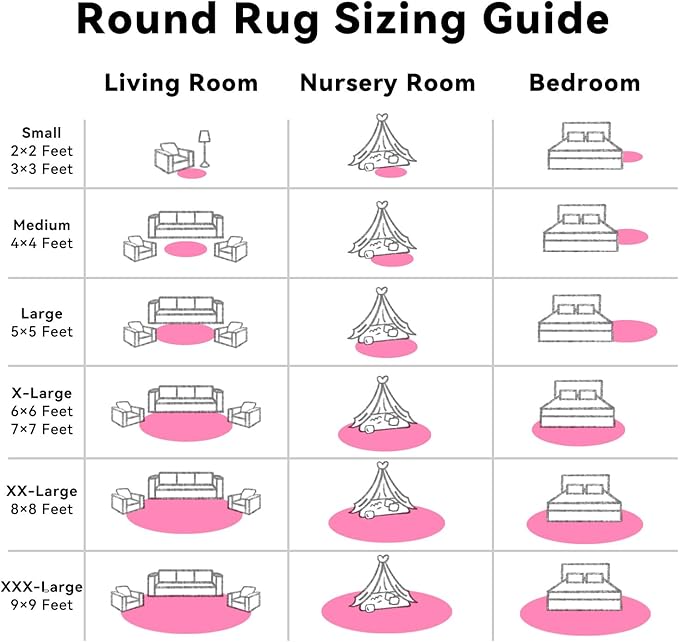 OLANLY Hot Pink Round Rugs for Bedroom - Machine Washable, 9 ft Circle Area Rugs for Living Room, Soft and Fluffy Shaggy Carpet for Teen Girls and Boys, Nursery Rooms, Dorms, Home Decor Aesthetic